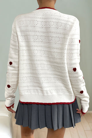 Heart Pattern Button Cardigan