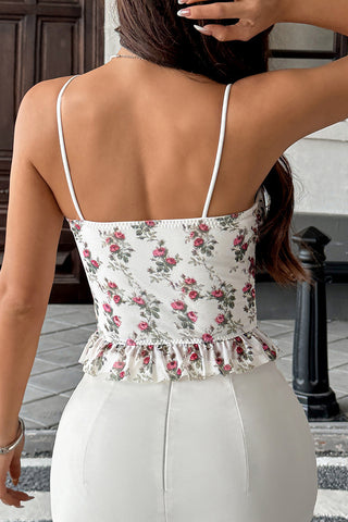 Floral Lace Trim Cami Top