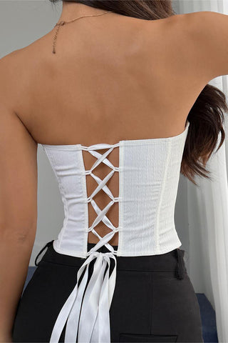 Lace Trim Corset Tank Top