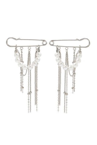 Elegant Chain and Pearl Brooches