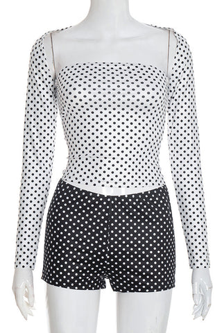Polka Dot Long Sleeve Short Set