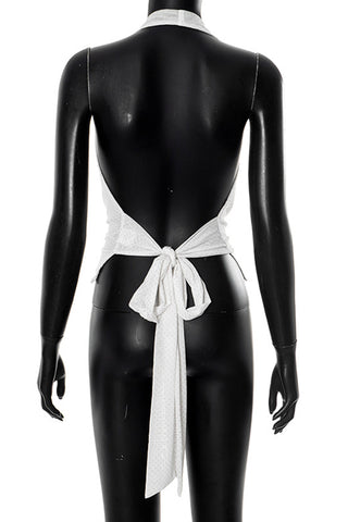 Plunge Neck Draped Halter Top