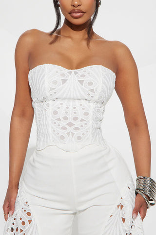 Strapless Lace Cutout Pants Set
