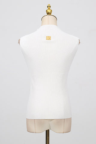 Keyhole Detail High-Neck Sleeveless Top