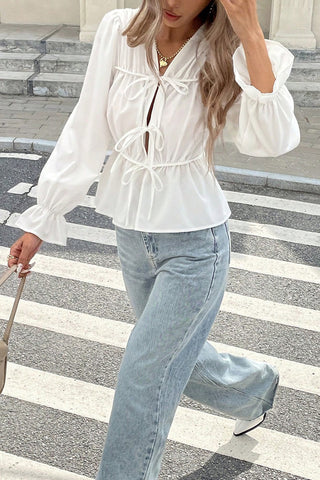 Tie-Front Peplum Blouse