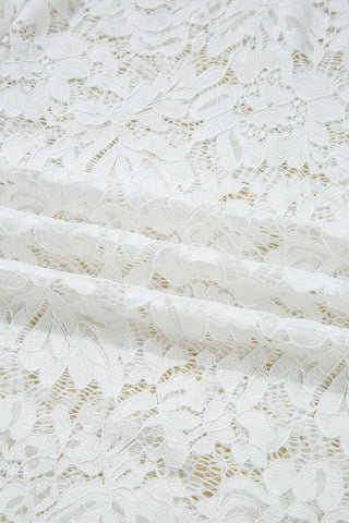 Lace Bell Sleeve Mock Neck Blouse