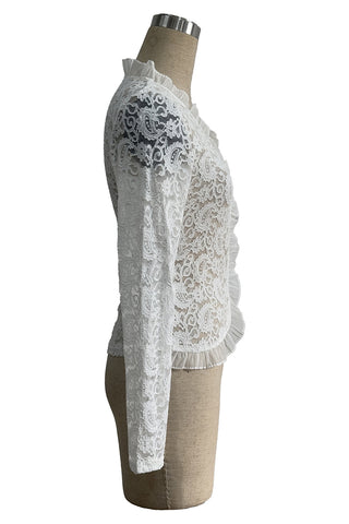 Lace Trim Long-Sleeve Top