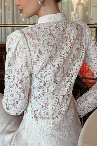 Elegant Lace Button-Front Blouse