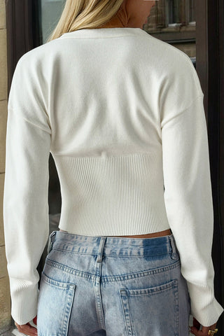 Button-Front V-Neck Sweater