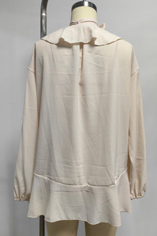 Ruffle Trim Sheer Blouse