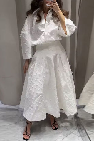 Textured Button-Down Blouse