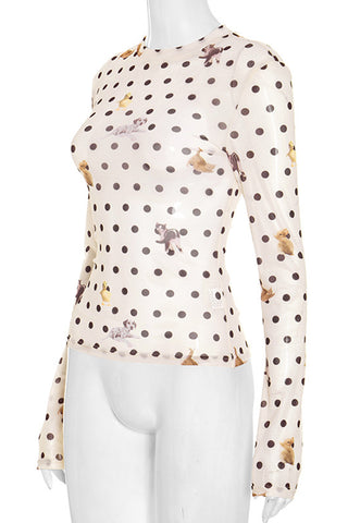Polka Dot Long Sleeve Blouse