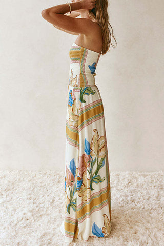 Strapless Floral Maxi Dress