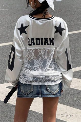 Lace Panel Long Sleeve T-Shirt