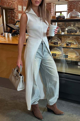 Ribbed Zip-Front Midi Dress