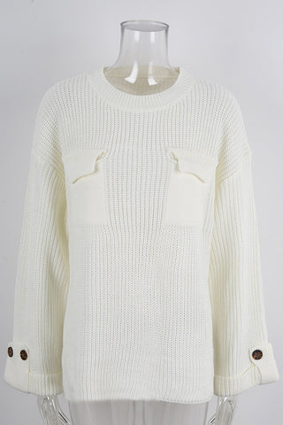 Chic Button-Sleeve Knit Sweater