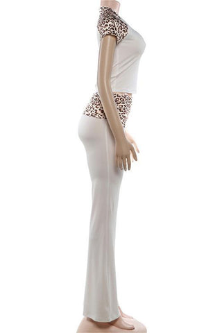 Animal Print Detail Pants Set