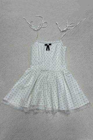 Polka Dot Tie-Strap Casual Dress