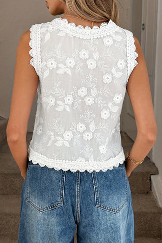 Floral Lace Trim Tank Top