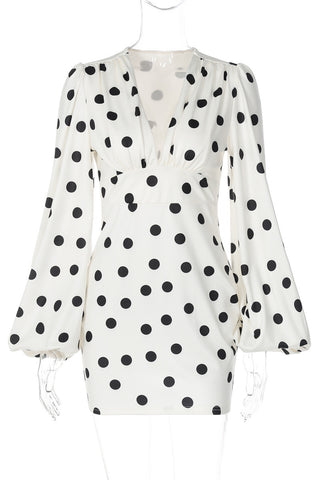Polka Dot V-Neck Casual Dress