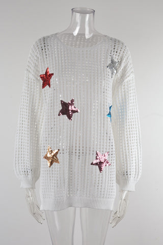 Star Embellished Mesh Cover-Up