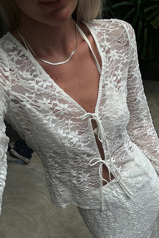 Tie-Front Lace Blouse