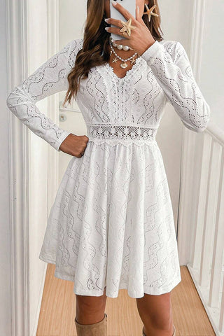 Elegant Eyelet Lace Casual Dress
