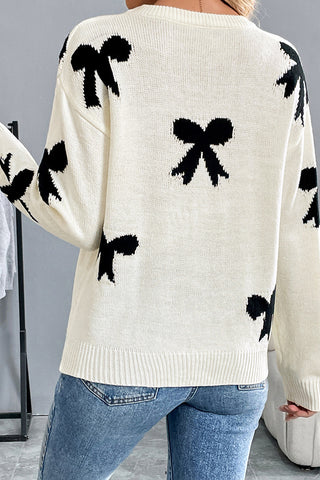Bow-Pattern Knit Sweater