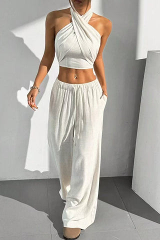 Halter Cross-Front Casual Set