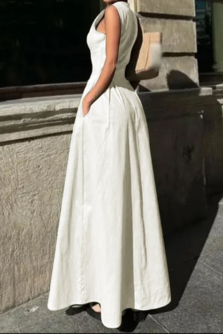 Sleeveless Zip-Front Maxi Dress