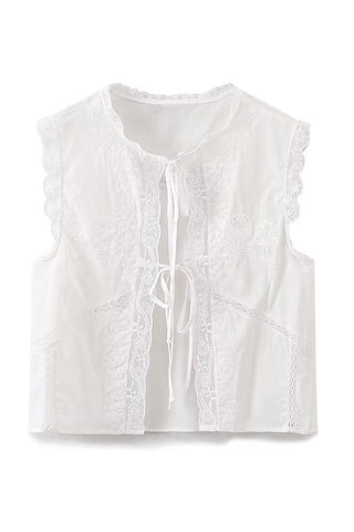 Sleeveless Lace Detail Blouse