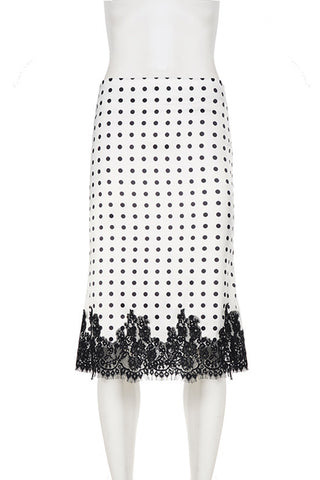 Lace Trim Polka Dot Skirt