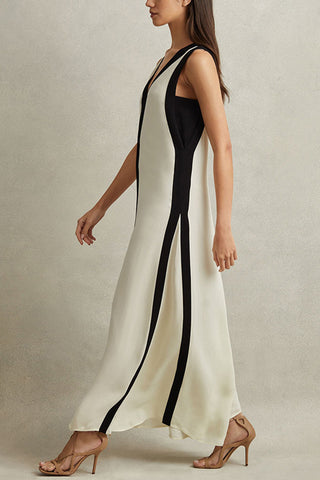 Striped V-Neck Maxi Dress