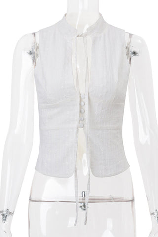 Button-Front Sleeveless Top