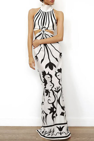 Elegant Halter Cutout Long Dress