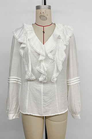 Ruffled V-Neck Blouse
