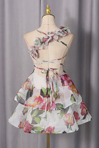 Floral Ruffle Tiered Mini Dress
