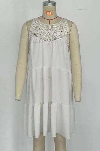 Sleeveless Crochet Trim Casual Dress