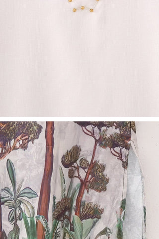 Nature Print Bell Sleeve Dress