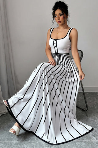 Striped Button Maxi Dress