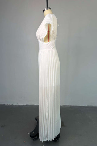 Pleated Dress with Waist Cutout
