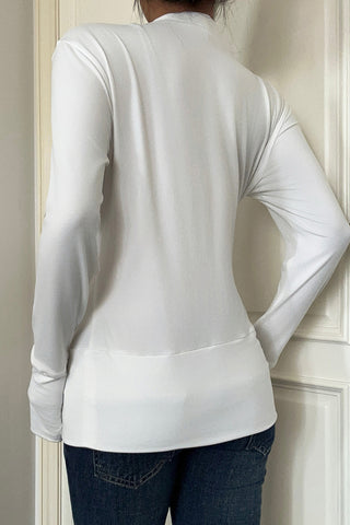 Button-Up V-Neck Long Sleeve Top