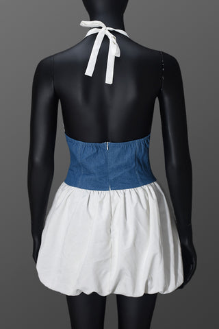 Halter Neck Denim Corset Dress