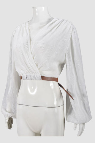 Belted Wrap-Front Blouse