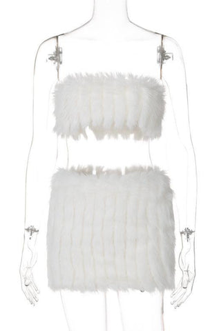 Faux Fur Mini Skirt Set