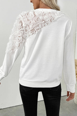 Casual Top with Floral Appliqué