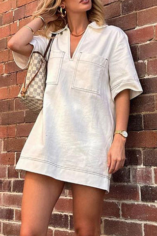 Casual Stitch-Detail Polo Dress