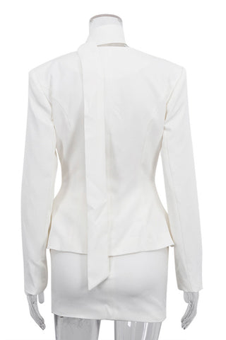 Chic Buttoned Skirt Set with Tie Detail