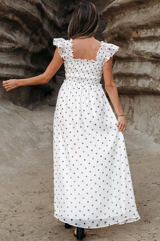 Polka Dot Smocked Maxi Dress