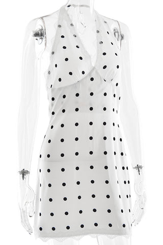 Polka Dot Halter Neck Dress